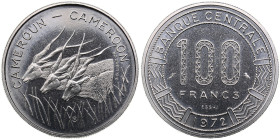 Cameroon 100 Francs 1972 ESSAI (Pattern)
6.99g. UNC/UNC. Mint luster. KM 20/E15. Minted only 1550 pc. Rare!