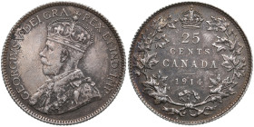 Canada 25 Cents 1914 - George V (1910-1936)
5.82g. VF+/XF KM 24.