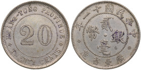 China, Kwang-Tung 20 cents 1922
5.48g. AU/AU. Mint luster. KM Y 423.