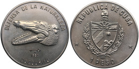 Cuba 1 Peso 1985 - Crocodile head
11.33g. UNC/UNC.