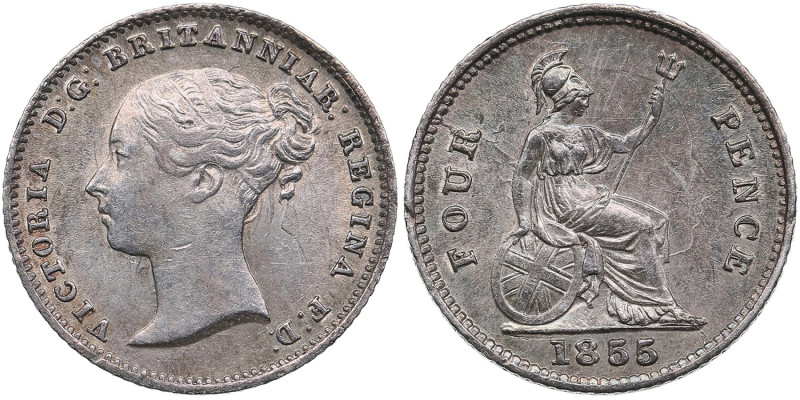 Great Britain 4 Pence 1855
1.87g. XF/AU. Mint luster.