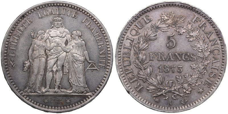 France 5 Francs 1873 A
24.88g. AU/AU. Mint luster.