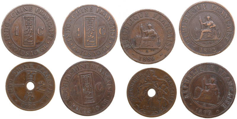 French Indo-China 1 Cent 1879, 1886, 1892, 1899 (4)
Various condition.