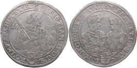 Germany, Saxony Taler 1605 - Christian II with Johann Georg and August (1591-1611)
28.36g. VF/VF. Mint luster. Dav. 7566. Dresden.