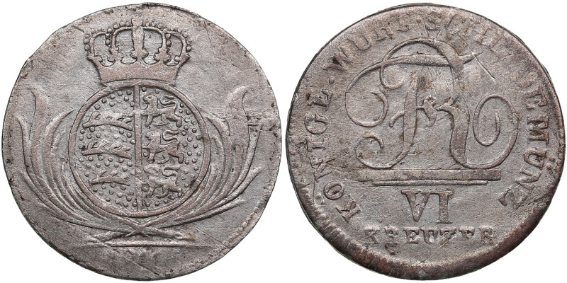 Germany, Württemberg 6 Kreuzer 1811
2.13g. VF/VF.