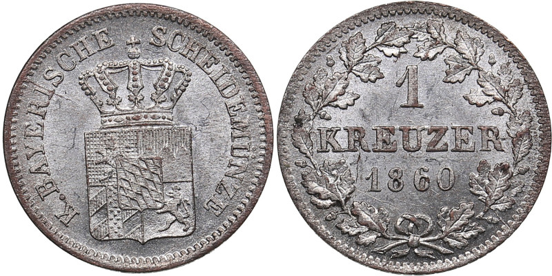 Germany, Bayern 1 Kreuzer 1860 - Maximilian II (1848-1864)
0.83g. UNC/UNC. Mint ...