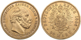 Germany, Prussia 20 Mark 1886 - William I (1861-1888)
7.95g. VF/XF. Some luster.