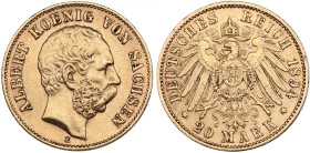 Germany, Saxony 20 Mark 1894 E - Albert I (1873-1902)
7.91g. XF/AU. Some luster.