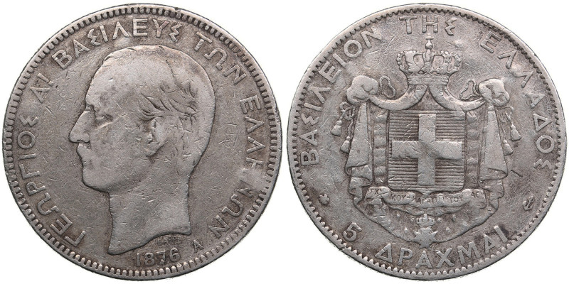 Greece 5 Drachmai 1876 - George I (1863-1913)
24.79g. F/F.