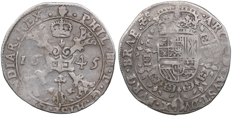 Spanish Netherlands, Antwerpen 1/4 Patagon 1645 - Philip IV (1621-1665)
6.67g. V...