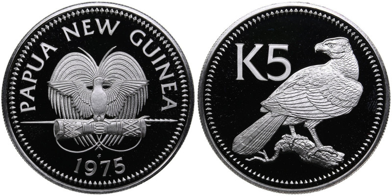 Papua New Guinea 5 Kina 1975
27.29g. PROOF.