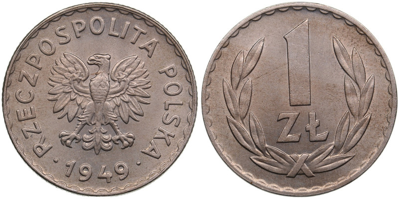 Poland 1 Zloty 1949
7.19g. Copper-Nickel. UNC/UNC. Mint luster. KM Y 45.