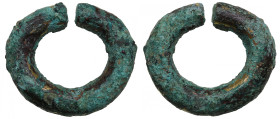 Thailand, Kingdom Lavapura (Lopburi) Lead (thin ring) circa 1050-1350 AD
13.69g. 29mm. VF. Mitchiner 2616. Primitive money.