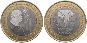 Togo 6000 Francs CFA / 4 Africa 2003
10.19g. UNC/UNC. Mint luster. UNMC22. Minted only 500 pc. Rare!