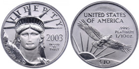 USA 10 Dollar 2003 - Statue of Liberty - PCGS MS69
Platinum.