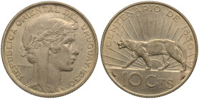 Uruguay 10 Centesimos 1930 - 100th Anniversary of Constitution of Uruguay
8.09g. AU/AU. Mint luster. KM 25.