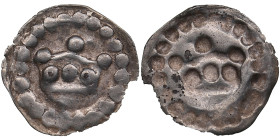 Reval, Denmark Pfennig (crown bracteate) Anonymous (1265-1332)
0.10g. XF. Rare!