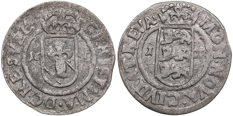 Reval, Sweden 1 Öre 1648 - Christina (1632-1654)
1.01g. VF+/VF. Haljak 1281. SB ...