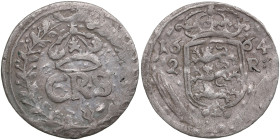 Reval, Sweden 2 Öre 1664 - Carl XI (1660-1697)
1.23g. VF/VF+. Haljak 1344. SB 112. Rare!