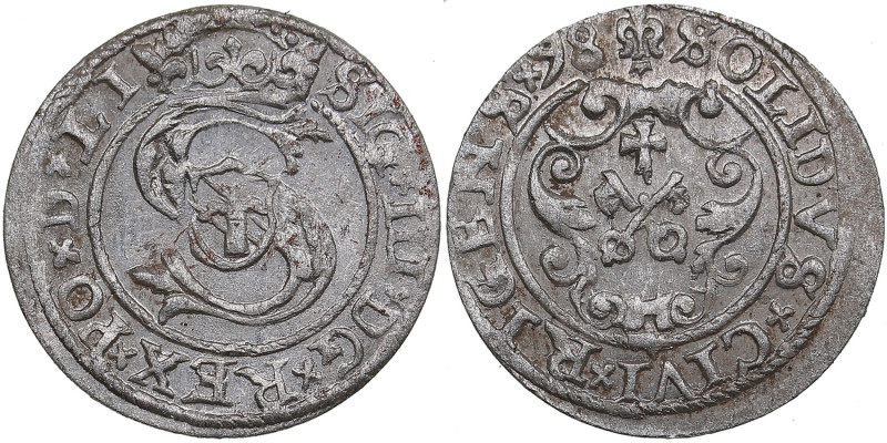 Riga, Poland Solidus 1598 - Sigismund III (1587-1632)
1.02g. XF/AU. Mint luster....