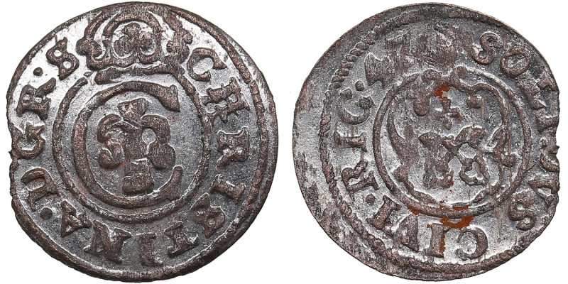 Riga, Sweden Solidus 1647 - Christina (1632-1654)
0.53g. XF/XF.