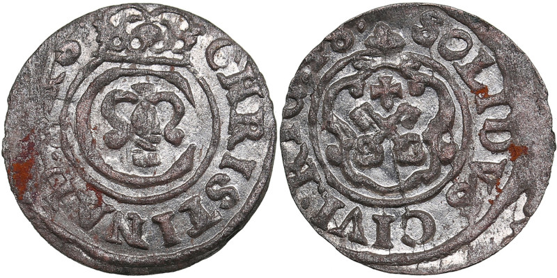 Riga, Sweden Solidus 1648 - Christina (1632-1654)
0.56g. AU/AU. 