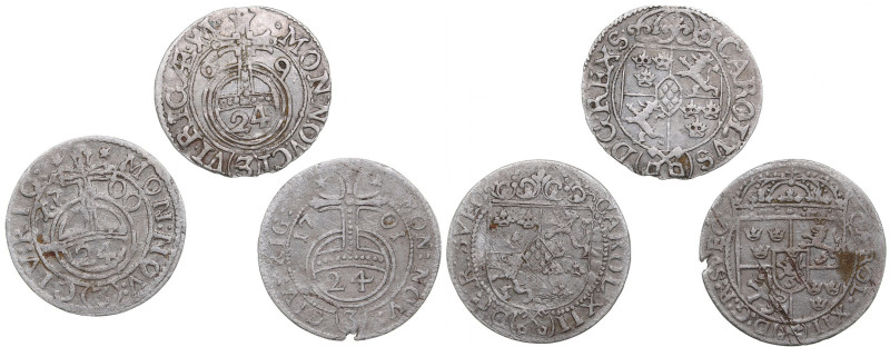 Riga, Sweden 1/24 Taler 1669, 1700, 1701 (3)
Various condition. Rare!