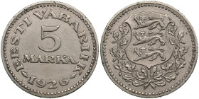 Estonia 5 Marka 1926
4.84g. XF-/XF+. KM 7. Rare!