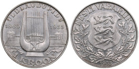 Estonia 1 kroon 1933 - 10th Singing Festival
5.99g. AU/UNC. Beautiful specimen with fine luster. KM 14.