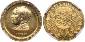 Estonia 1 gold ducat 1974 - President Konstantin Päts - NGC MS 68
TOP POP. The highest graded piece at NGC. Only example awarded this grade by NGC. A ...