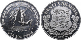 Estonia Medal 1976 - 2nd Estonian World Festival in Baltimore
17.01g. 33mm. UNC/UNC. Number 222 on edge. Struck during the Russian occupation of Eston...