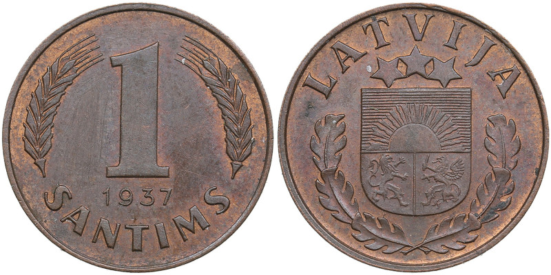 Latvia 1 Santims 1937
1.79g. AU/UNC. Mint luster. KM 10.