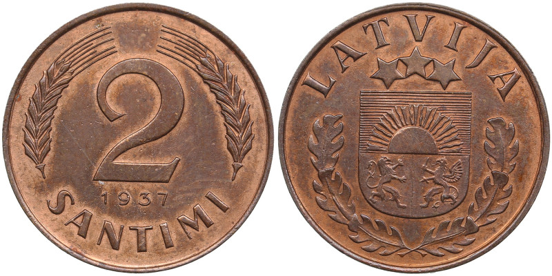 Latvia 2 Santimi 1937
1.97g. AU/AU. KM 11.1. Rare!