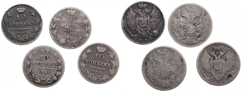 Russia 10 Kopecks 1813, 1815, 1837, 1839 (4)
Various condition.