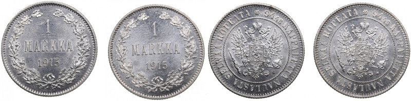 Finland, Russia 1 Markka 1915 (2)
Various condition.