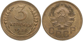 Russia, USSR 3 Kopecks 1936
3.11g. UNC/UNC. Mint luster. Fedorin 42.