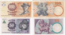 Denmark 100 & 50 Kroner 1997 (2)
Various condition.