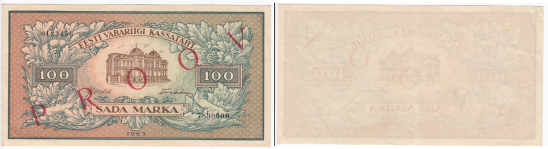 Estonia 100 Marka 1923 - Uniface - Face Specimen
XF. Pick 51s.