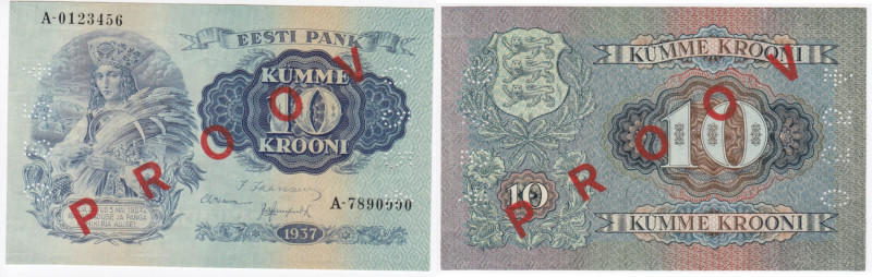 Estonia 10 Krooni 1937 - Specimen
UNC. Pick 67s.