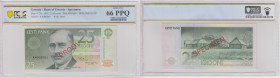 Estonia 25 Krooni 1991 - Specimen - PCGS 66 PPQ GEM UNC
Pick 73s. The highest graded in the PCGS census, only. Extremely rare!