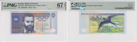 Estonia 500 Krooni 1996 - PMG 67 EPQ Superb Gem Unc
Pick 81a. TOP POP. The highest graded exemplar by PMG.