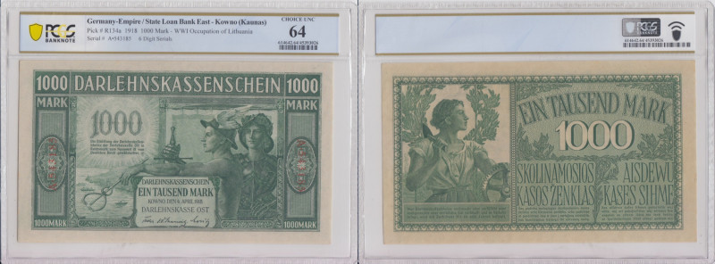 Germany, Lithuania, Kowno (Kaunas) 1000 Mark 1918 - PCGS 64 CHOICE UNC
Pick R134...