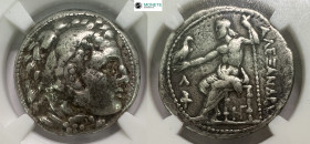 Alexander III AR Tetradrachm, 'Amphipolis' mint
Kings of Macedon. Alexander III 'the Great' 336-323 BC. AR Tetradrachm, 'Amphipolis' mint, c. 315-294.