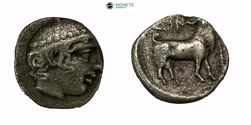 THRACE. Ainos. Diobol (Circa 429-427/6 BC).
Obv: Head of Hermes right, wearing p...