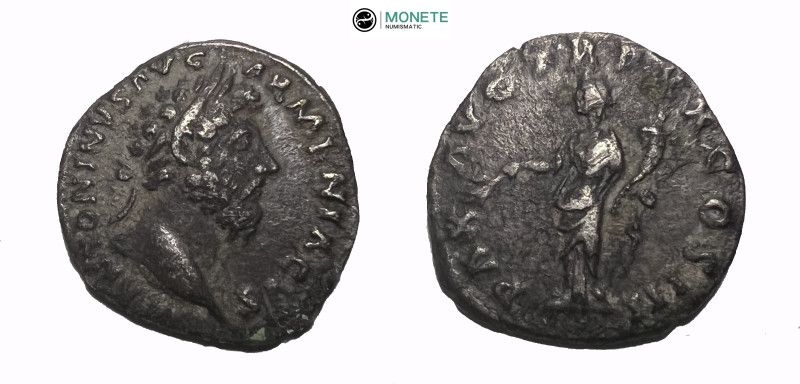 Marcus Aurelius AR Denarius. (17mm, 3 g) Rome, AD 165 - 166, M ANTONINVS AVG ARM...