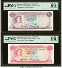 Bahamas Monetary Authority 1/2; 3 Dollars 1968 Pick 26a; 28a Two Examples PMG Gem Uncirculated 66 EPQ (2). HID09801242017 © 2022 Heritage Auctions | A...