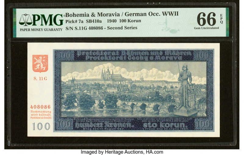 Bohemia and Moravia Protectorate of Bohemia and Moravia 100 Korun 1940 Pick 7a S...