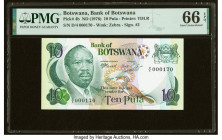 Botswana Bank of Botswana 10 Pula ND (1976) Pick 4b PMG Gem Uncirculated 66 EPQ. HID09801242017 © 2022 Heritage Auctions | All Rights Reserved
