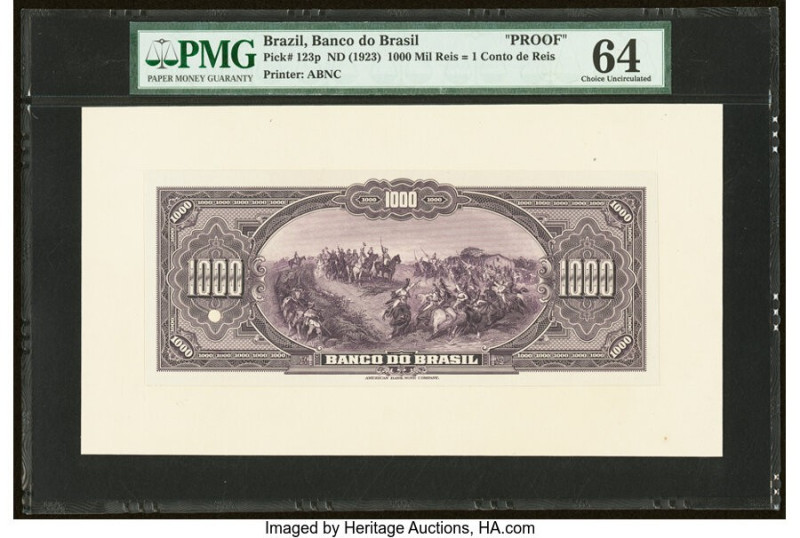 Brazil Banco do Brasil 1000 Mil Reis = 1 Conto de Reis 1923 Pick 123p Front Proo...