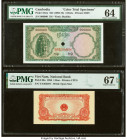 Cambodia Banque Nationale du Cambodge 5 Riels ND (1962-75) Pick 10cts Color Trial Specimen PMG Choice Uncirculated 64; Vietnam National Bank of Viet N...